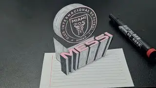3D Drawing Messi & Inter Miami Logo #3DDrawing #FootballArt #DrawMessi  #InterMiamiCF