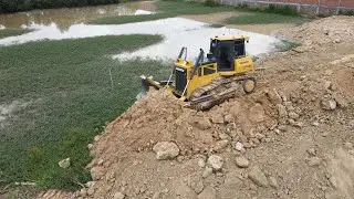 Incredible Mighty Machinery Run on Work Building New Road - Dozer and Dump Truck Spreading Dirt