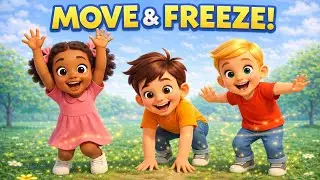 MOVE & FREEZE! 🖐️✋ Fun Action Song for Kids | Dance & Stop Game