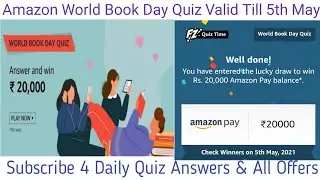 #Alloffers Amazon World Book Day Quiz Answers || Valid Till 5th May || Chance To Win 20,000 Amazon P