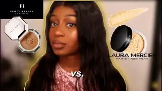 *NEW* LAURA MERCIER VS FENTY BEAUTY HONEY SETTING POWDER DEMO + REVIEW | MELANIN PRINCXSSS
