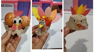 EASY EGG CARTON TURKEY paper craft / FUN THANKSGIVING CRAFT / lastminute Thanksgiving decorations