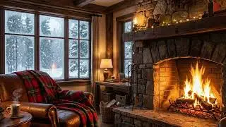 Relaxing Fireplace with Snow ❄️ Cozy Winter Ambience for Study, Work & Sleep