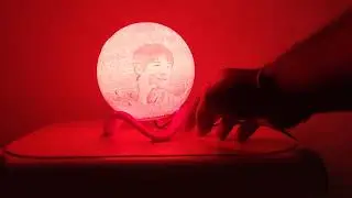 Red LED 3d Printed Moon Lamp with Photo,