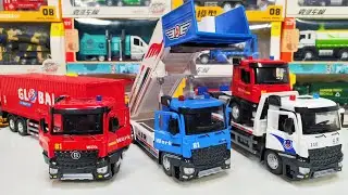 Diecast Trucks Of Container Truck, Passenger Stair Truck, Flatbed Truck