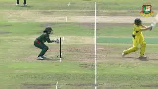 Rabeya claims Georgia Wareham as her first wicket of the match