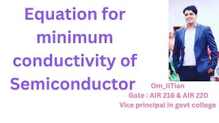 equation for minimum conductivity in semiconductor , n and p at minimum conductivity