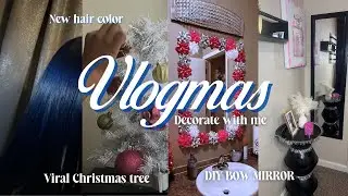 VLOGMAS | Romanticizing the Holidays❄️💕| Cozy Room Decor, DIY Bow Mirror & Mini Christmas Tree 🎄 