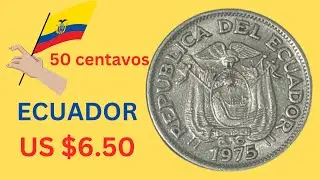 Moneda de 50 centavos de Ecuador numismatico. Coleccion de monedas de 50 centavo de 1975