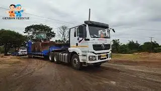 Genron flatbed trailer made in China ,use in Malawi ，for transport excavator machines .