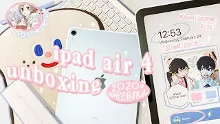 🍧 iPad air 4 2020 (sky blue) + accessories unboxing :: anime ios 14 setup !