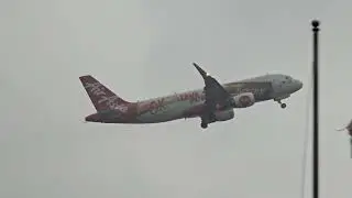 Flight AK6223 Fly AirAsia Takeoff to KLIA2. Longjack Orang Kampung Livery. Airbus A320-216. 9M-AJA