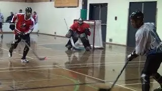 Surrey Giants vs. Thrashers - Period 1 (02/22/14) Ball Hockey Saves Skills Drills Dekes Tricks Goals