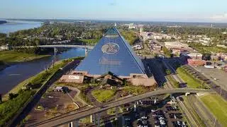 4K flying over Memphis. Day, sunset, and into the night. DJI Mavic