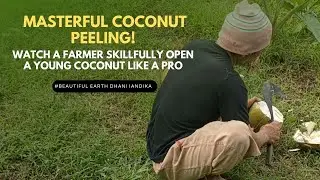 Masterful Coconut Peeling! Watch a Farmer Skillfully Open a Young Coconut Like a Pro