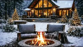 Cozy Fire Pit in the Snow | Calm Winter Night Ambience (No Music)