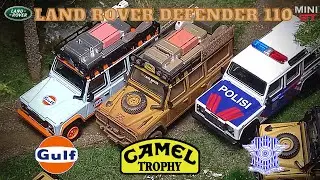1/64 MINI GT Land Rover Defender 110 Camel Dirty Gulf Mijo Exclusives & Indonesian Traffic Police