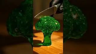 cutting glass vegetable broccoli 🥦#broccoli #vegetables #asmr #asmrsounds