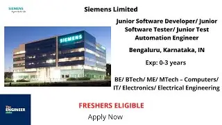 Siemens | Freshers | Testing Engineer | BE/ BTech/ ME/ MTech &ndash; CSE/ IT/ ECE/ EEE | Bangalore