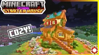 Minecraft How to Build an Easy Starter House | Minecraft Cozy Starter Cabin Tutorial