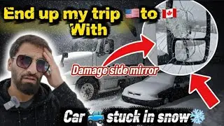 Returning from Texas 🇺🇸to Canada 🇨🇦 | fix the side mirror|car stuck ❄️#truckdriver #longhaultrucker 
