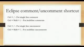 Eclipse comment/uncomment shortcut