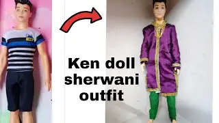 Ken doll sherwani outfit making #kenandbarbie #diycrafts #sherwanidesign #menoutfit #weddingdress