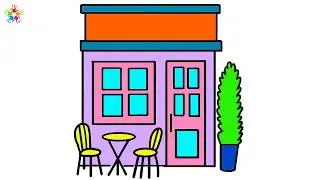 How to draw Shop for kids and toddlers.Drawing ,colouring,Painting shop for kids.#kidsdrawing