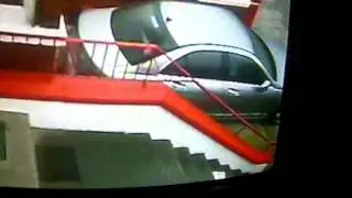 Dad on slippery stairs