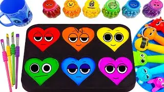 DIY Video-Making Rainbow Sprunki Heart Clay & Mixing Color 6 Slime Sprunki Finger From Candy ASMR