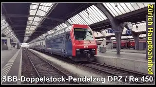 SBB DPZ / Re 450 / 1.Generation: Doppelstockpendelzug beim HB Z&uuml;rich, Stadt Z&uuml;rich, Schweiz 2021