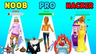Noob vs PRO vs Hacker In RUN RICH 3D || Oggy & The Cockroaches