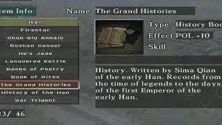 All items i found in Sima Shao/Zhao Ambition Game ROTK VII PS2