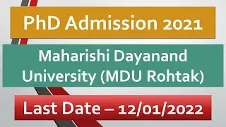 PhD Admission 2021 || PhD Admission 2022 || State University || MDU ROHTAK PhD