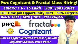 🔴Pwc | Cognizant | Fractal Off-Campus Mass Recruitment 2021/2020/19/18 | Cred | Razorpay Must Apply🔥