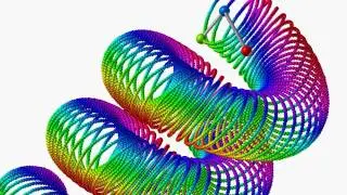 Zero Gravity 3D Double Pendulum (Moving version) / computer simulation