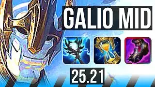 GALIO vs AHRI (MID) | 9/1/7, Legendary, 800+ games | KR Grandmaster | 25.21