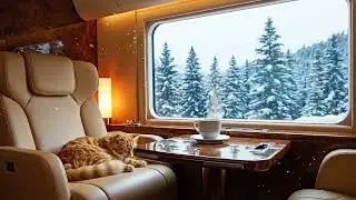 Cozy Luxury Train Journey ❄️🚆 Snowfall Outside | Relaxing Ambience
