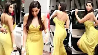 Canadian Diva Nora Fatehi 🔥 Stops All Heartbeats in Yellow Silk Gown 💛 | Hot Look