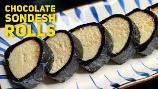 Chocolate Sandesh Rolls Recipe - How to make chocolate sandesh - चॉकलेट संदेश