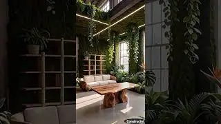 Industrial Hall to Warm Wood & Jungle Interior  #shorts #renovation #timelapse