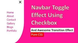 Navbar Toggle Effect Using Pure CSS | Awesome Navbar Toggle Using Checkbox | Navbar With Transitions