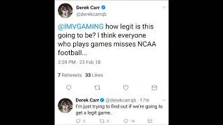 IMV Gaming Gridiron Champions Gets Inquiry From Derek Carr