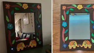 Cardboard craft idea || wall mirror from waste materials