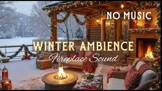 Snowy Winter Cabin Gazebo ❄️ Fireplace Sounds & Falling Snow Ambience