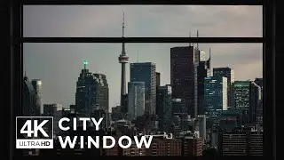 4K City window view  - Relaxing, Calming, Ambience, white noise (ASMR)