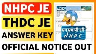 NHPC JE Latest News | THDC JE Latest News | NHPC JE Answer Key 2023 | NHPC JE ANSWER KEY | THDC JE