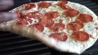 George Foreman Indoor/Outdoor Grill Red Baron Pepperoni thin crust pizza