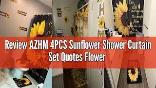 Review AZHM 4PCS Sunflower Shower Curtain Set Quotes Flower Bathroom Decor Sets with Rugs Bathroom A