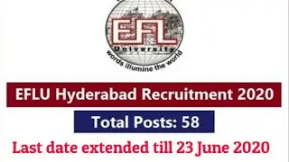English and Foreign Languages University (EFLU) Recruitment 2020 - EFLU Jobs 2020